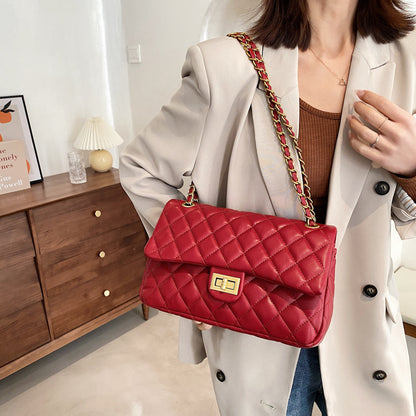New Luxury Diamond Lattice Shoulder Women Bag Elegant Black